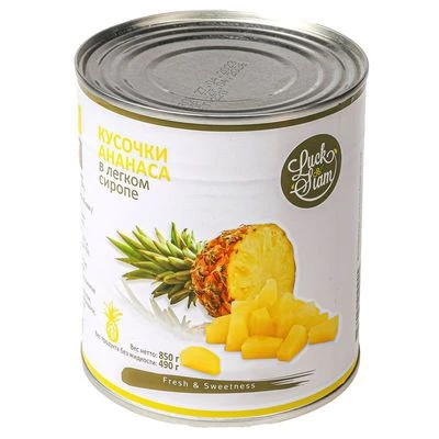 Ананас кусочки в легком сиропе Таиланд 850г-0}
