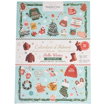Шоколадный новогодний набор Адвент календарь Hello Winter из молочного шоколада Испания 216г-0}