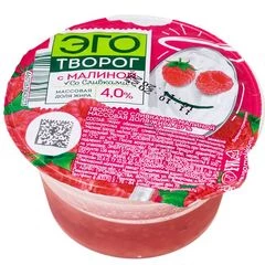 Творог Эго со сливками и малиной 140г