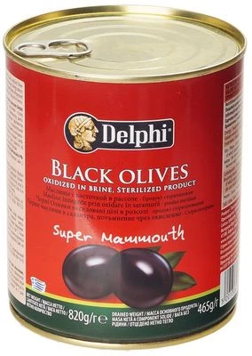 Маслины с косточкой Супер Маммут в рассоле крупные Delphi Греция 820г-0}