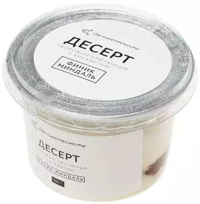 Творожно-сметанный десерт с бисквитом, фиником и миндалем 160г