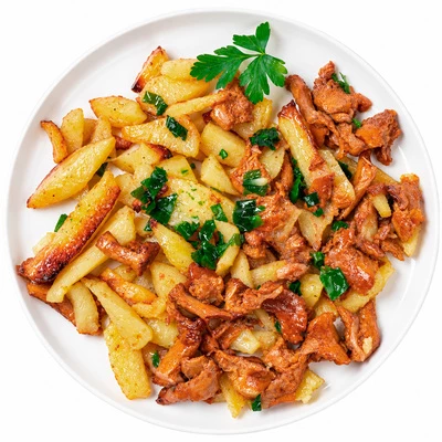 Лисички жареные с картофелем Деликатеска 250г-0}