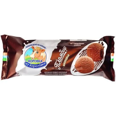 Мороженое Пломбир шоколадный 15% жир. Коровка из Кореновки 400г-0}