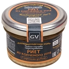 Риет из копченого угря с жареными грибами 80г