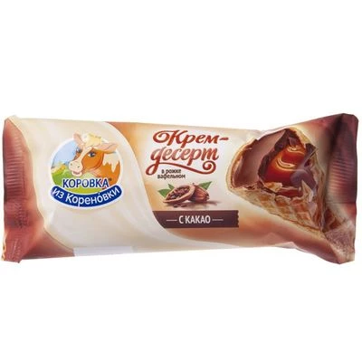 Крем-десерт сливочный Коровка из Кореновки с какао в вафельном рожке 25% жир. 40г -0}