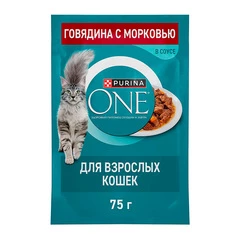 Влажный корм для кошек Purina One Говядина и морковь 75г
