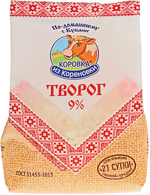 Творог Коровка из Кореновки 9% жир., 340г РАСПРОДАЖА - купить в Москве ...