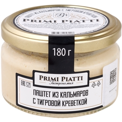 Паштет из кальмара с тигровой креветкой PrimiPiatti 180г-0}