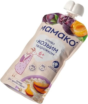 Пюре фруктовое из сливы с козьим творогом для детского питания с 6-ти месяцев 120г-0}