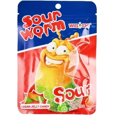 Мармелад жевательный Кислый червячок Апельсин и лайм Китай 20г-0}