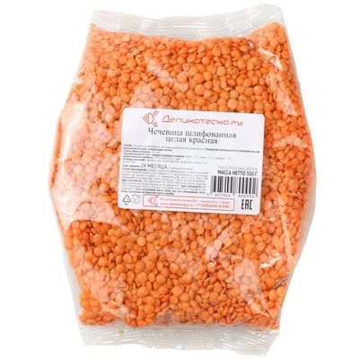 Чечевица красная целая шлифованная Деликатеска 500г-0}