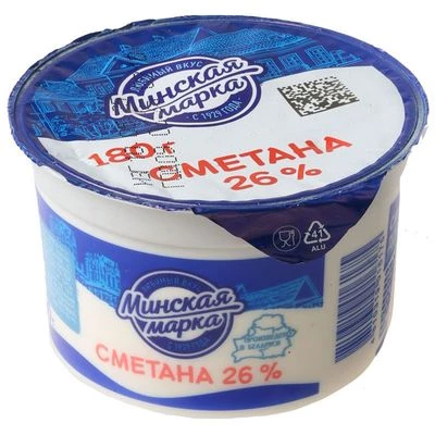 Сметана Минская марка 25% жир. 180г-0}