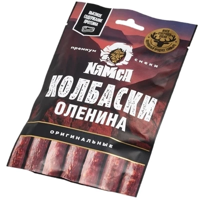 Колбаски из оленины сырокопченые 60г-1}