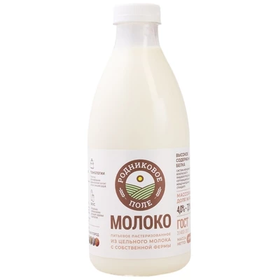 Молоко пастеризованное Родниковое Поле 4-7% жир. 1л-0}