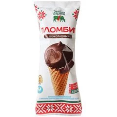 Рожок пломбир шоколадный в глазури Зелена Бурена 15% жир. 85г