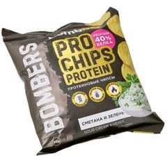 Чипсы протеиновые Bombbar Сметана и зелень 50г