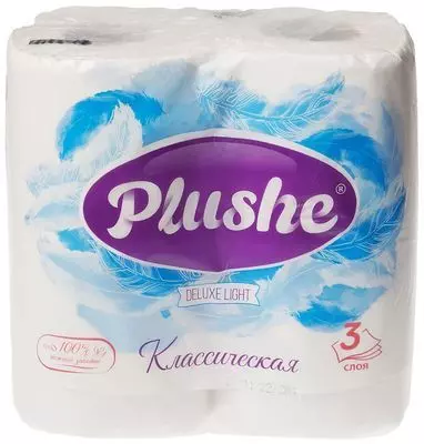 Туалетная бумага Plushe Deluxe Light Классическая 4шт - купить в Москве ...
