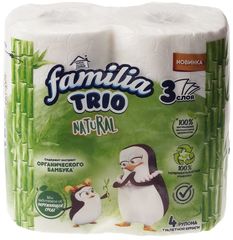 Туалетная бумага белая трехслойная Hayat Familia Trio Natural 4 шт