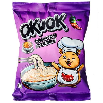 Лапша быстрого приготовления OkWok со вкусом говядины с соусом сальса 100г-0}