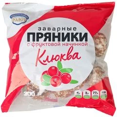 Пряники заварные глазированные с фруктовой начинкой Клюква 300г
