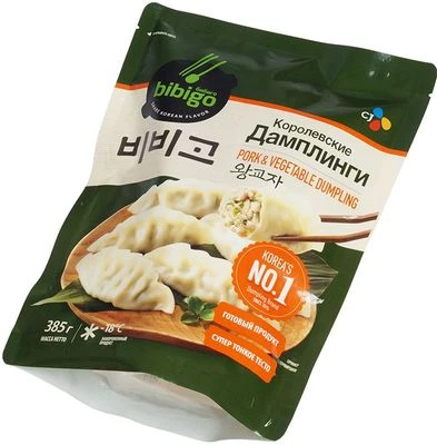 Дамплинги Королевские со свининой корейские пельмени Bibigo 385г-1}