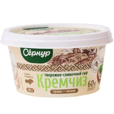 Сыр Кремчиз творожный Травы-чеснок 60% жир. 140г-1}