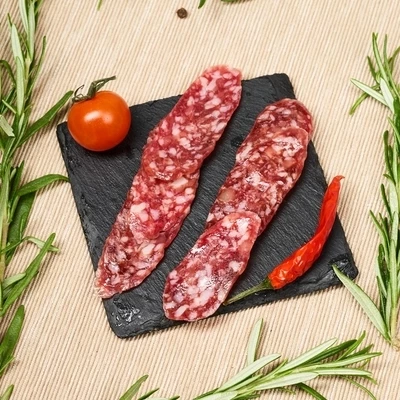 Колбаса сыровяленая Фуэт Премиум с сыром нарезка Деликатеска 50г-1}