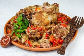 Мясо с овощами в рукаве