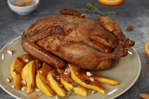 Сочная утка с айвой и фруктовой горчицей