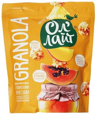 Мюсли хрустящие медовые с тропическими фруктами Ол Лайт 280г 	-0}