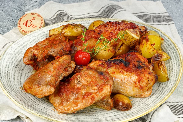 Поставить в разогретую до 190С духовку, запекать 1,5-2 часа (до готовности мяса).