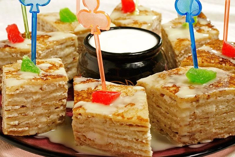 Блинные канапе с гречневой мукой