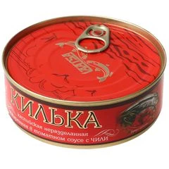 Килька каспийская неразделанная обжаренная с чили в томатном соусе 240г