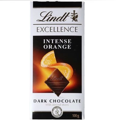 Шоколад Lindt темный с кусочками миндаля и апельсиновым соком Excellence 100г-0}
