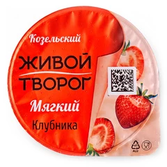 Творог мягкий Клубника Козельский 3,5% жир. 125г