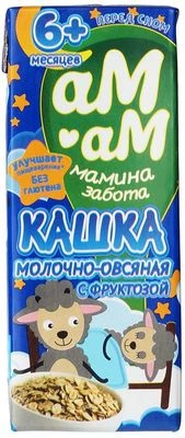 Кашка молочно-овсяная с фруктозой 2.5% жир. Ам Ам 210г -0}