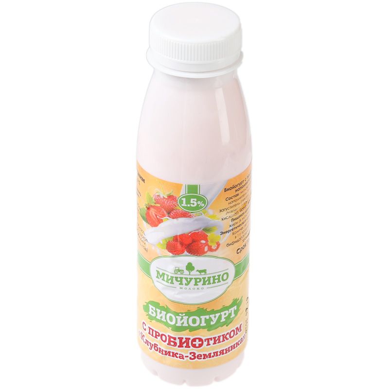 Пробиотик йогурт Клубника-земляника 1.5% жир. 280г йогурт питьевой агуша я сам клубника земляника с 3 лет 2 7% бзмж 180 г
