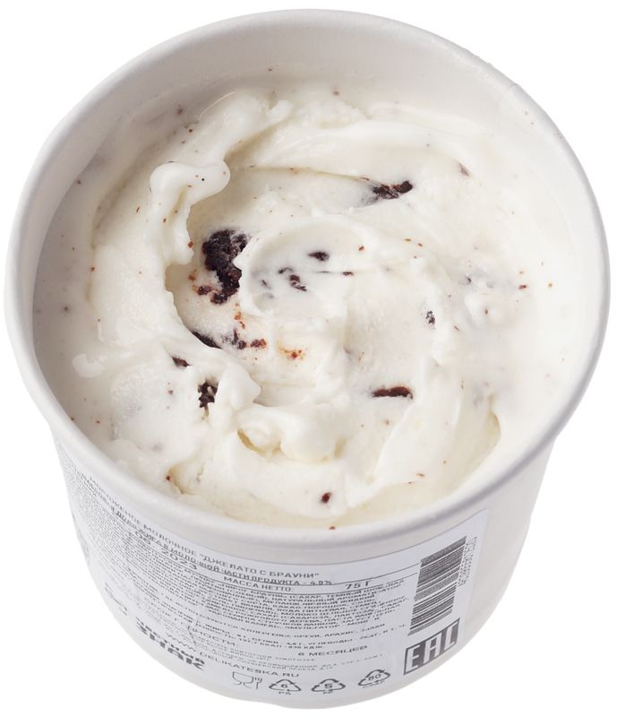 Мороженое молочное Джелато с Брауни Деликатеска 75г мороженое пломбир кедровый орех с карамелью деликатеска 75г