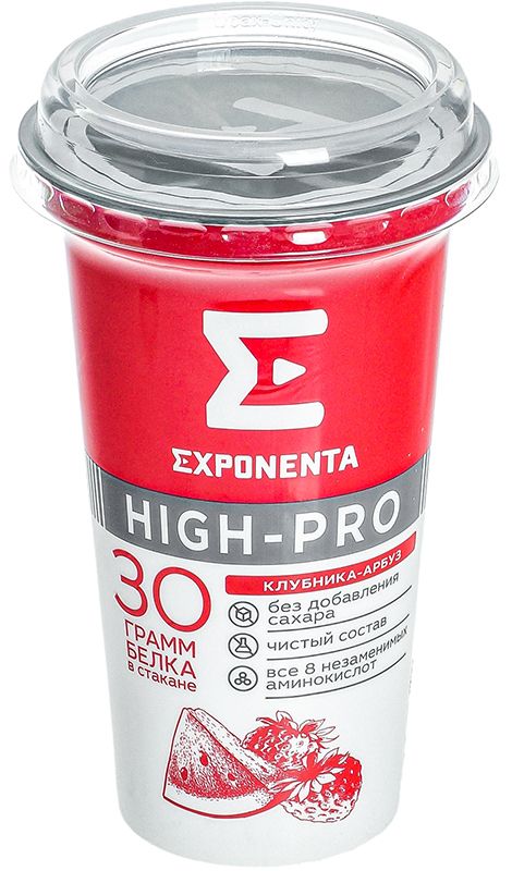Напиток высокобелковый Exponenta High-Pro со вкусом клубники и арбуза 250г напиток кисломолочный exponenta high pro со вкусом черники и земляники 250 г