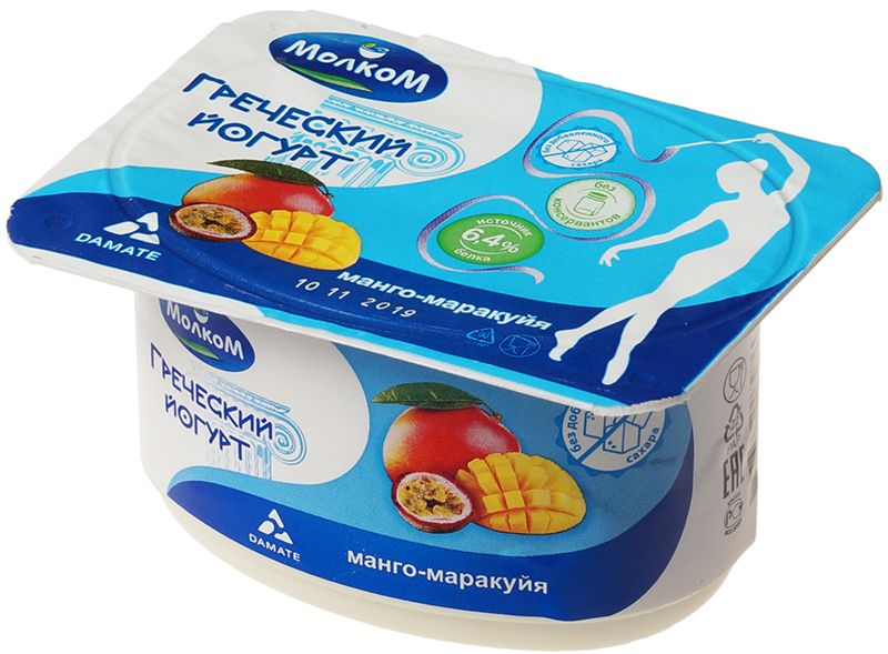 Йогурт Греческий манго-маракуйя 3.4% жир. без сахара 125г йогурт греческий натуральный 4% жир 120г