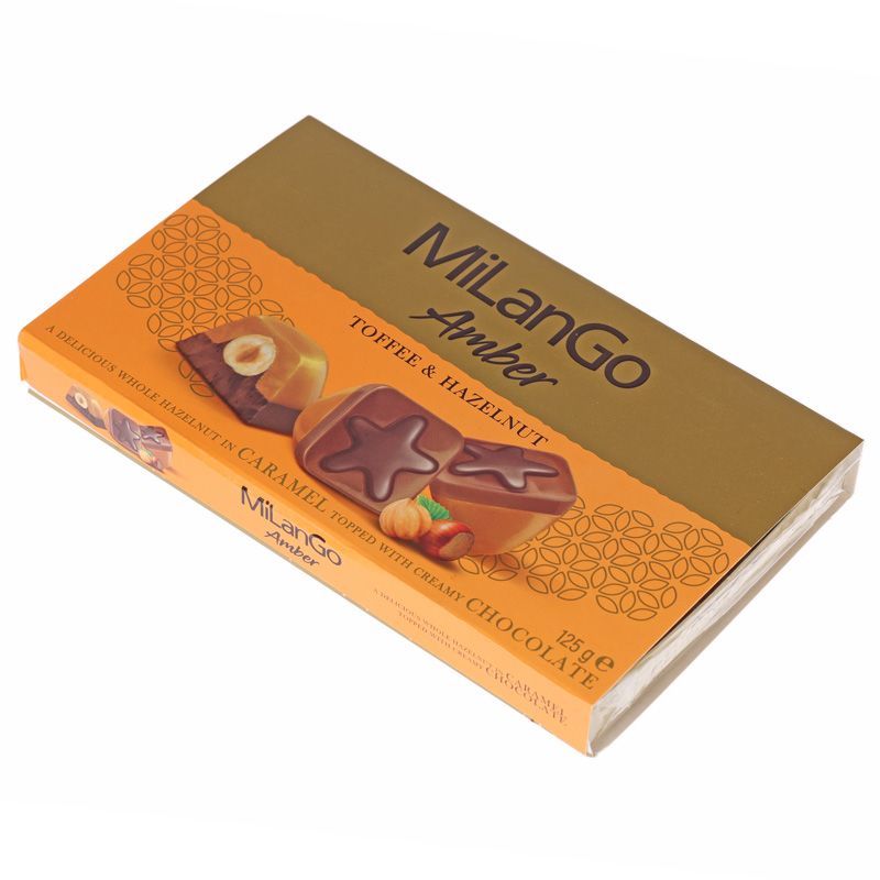 Конфеты Milango с фундуком, карамелью, нугой и молочным шоколадом 125г