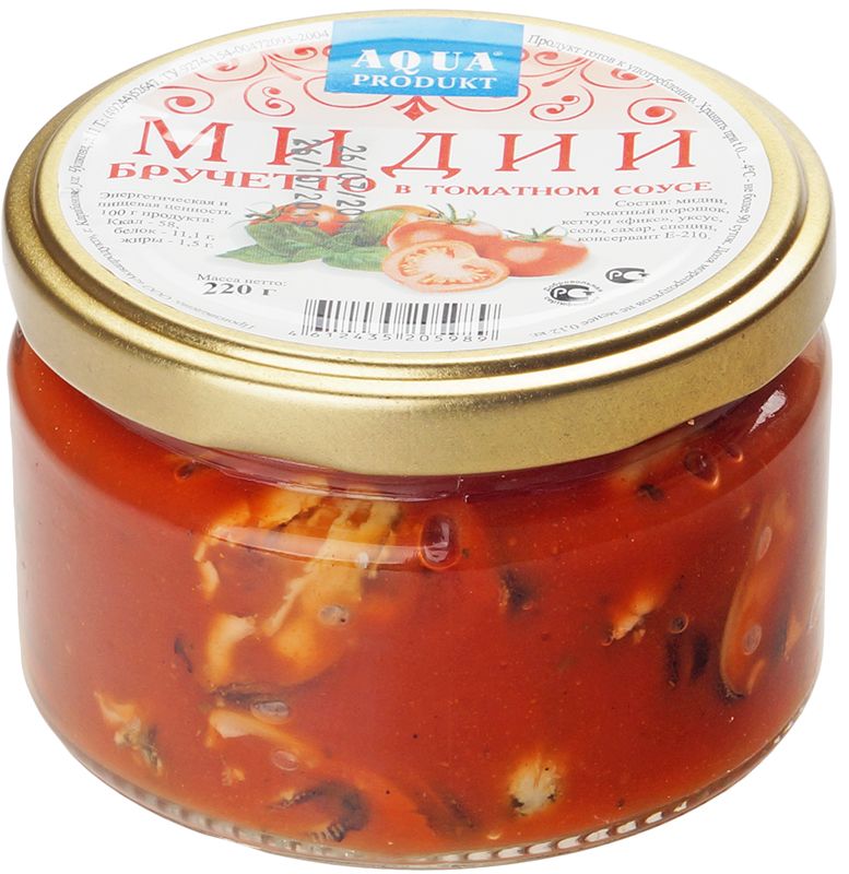 Мидии в томатном соусе Бручетто 220г мидии aqua produkt в заливке бешамель 180 г