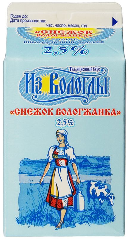 Снежок Вологжанка 2.5% жир. 470г напиток кисломолочный снежок славянские кружева 2 5% 175 г