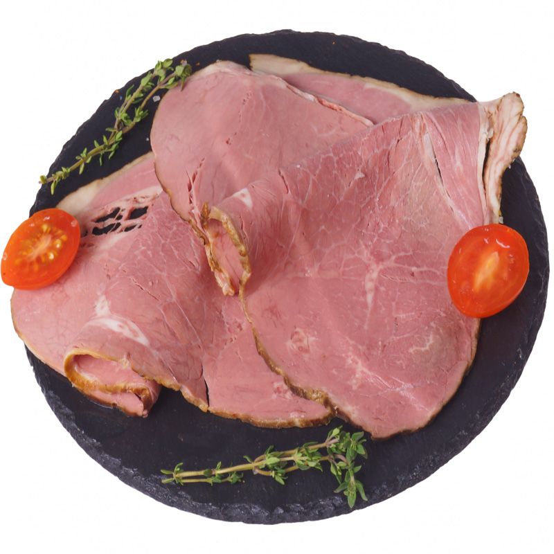 Окорок По-тамбовски из мраморной говядины варено-копченый 100г окорок свиная порц зам в у кг