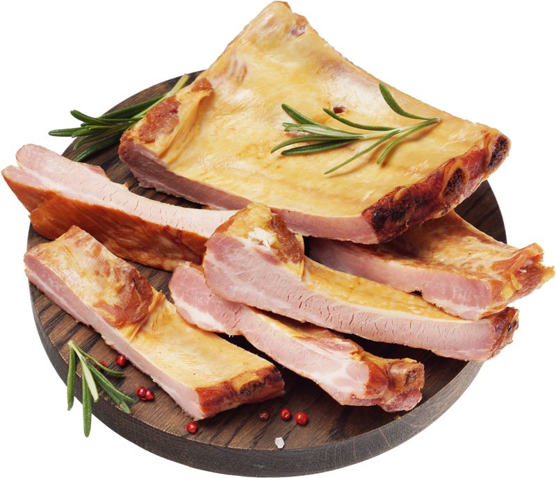 Ребра свиные варено-копченые Мясное раздолье ~1кг картофель гурман 2кг