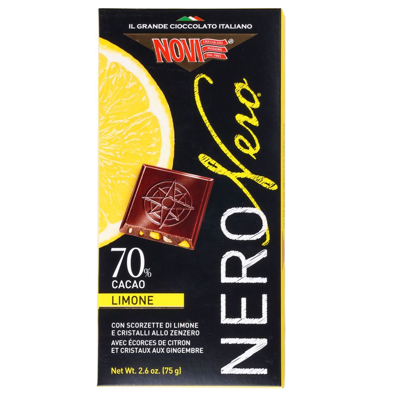 Шоколад Novi Nero горький с лимоном и имбирем 75г шоколад горький с апельсином и миндалем novi nero 75г