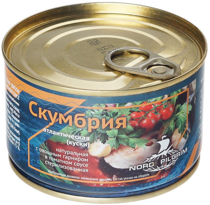 Cкумбрия атлантическая с овощным гарниром куски в томатном соусе 250г