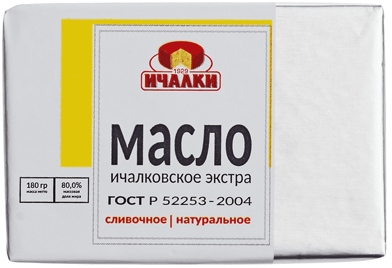 Масло сливочное Ичалковское Экстра 80% жир. 180г масло сливочное традиционное несоленое 82 5% жир 180г