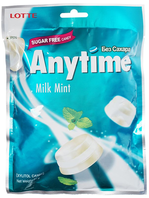 Карамель леденцовая Энитайм молоко и мята без сахара 74г леденцы бобс мята с эвкалиптом 10 шт в упаковке