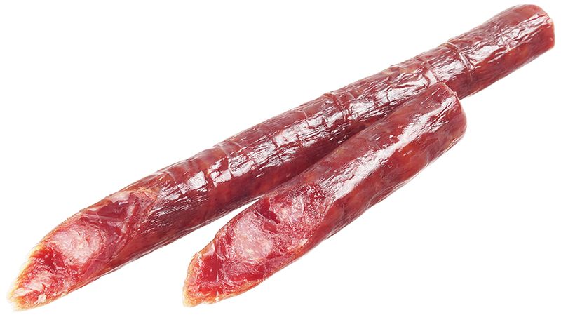 Колбаса Куасар из мяса уток сыровяленая охлажденная халяль 80г бастурма деликатес дичь из мяса оленя сыровяленая кг